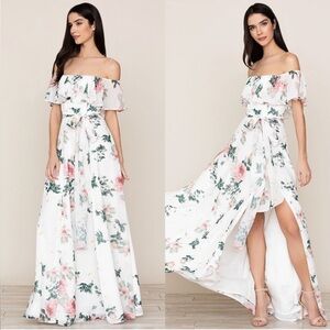 Yumi Kim Bridesmaid Carmen Maxi Floral Dress Ivory XS‎